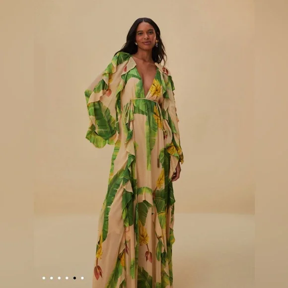 Farm Rio Beige Fresh Bananas Maxi Dress - Picture 4 of 10